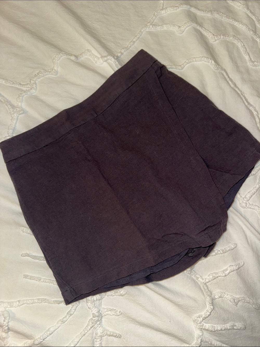 High-Waist Linen-Blend Charcoal Skort